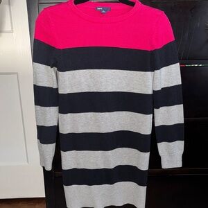 Gap kids big girls size XXL/14-16 Striped Pink, black and Gray Sweater Dress